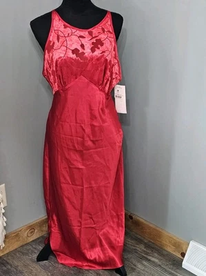Vtg Val Mode Jcpenney Nightgown Size M Red Velvet Satin Strappy Valentine NOS - Image 1 of 4