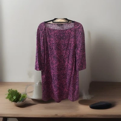 Banana Republic magenta and navy abstract paisley print shift dress SZ small - Image 1 of 4