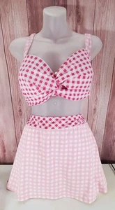 Draper James X Lands End Pink Gingham Bikini Schwimmen Rock Set Größe 12/14 Neu mit Etikett NEU - Bild 1 von 2