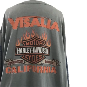 Vintage Harley Davidson Visalia CA grau Baumwolle distressed Motorrad T-Shirt - M - Bild 1 von 9