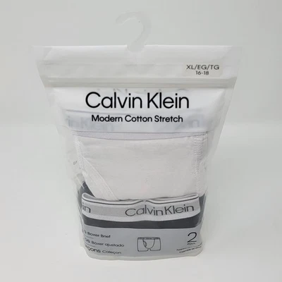Paquete de 2 calzoncillos boxer Calvin Klein elásticos de algodón para niños jóvenes XL extra grandes 16/18 Foto 1 de 4