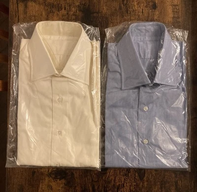 A set of two Vintage 1980s Savile Row Bespoke Shirt-Maker 16/34 (2 shirts) - Image 1 of 4