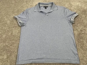 Banana Republic Polo Shirt Mens Large Blue Silk Cotton Cashmere Lightweight Soft - Picture 1 of 8