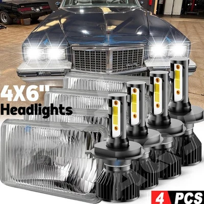 4PCS 4x6" LED Headlights DOT Hi/Lo Beam DRL Fit Pontiac Grand Am 1985-1989 - Imagem 1 de 4