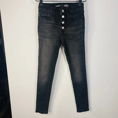 Pantalones de mezclilla negros de tiro alto súper ajustados Rockstar azul marino antiguo talla 10 para niñas Foto 1 de 4