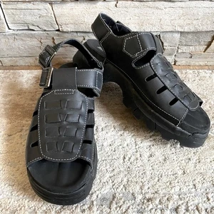 Skechers Vintage Sandalen Jam Ups Fisherman Style schwarz Leder Plateau Sohlen 90 - Bild 1 von 11