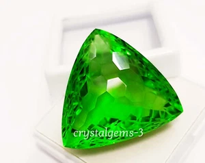 98 Ct Greeb Topaz Trillion Football Carving Cut Glass Filled Loose Gemstone - Picture 1 of 6