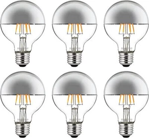 LED G25 (G80) Edison Half Chrome Light 6W, 60W, E26, 530LM, Silver, 6PK, 2700K - Picture 1 of 1