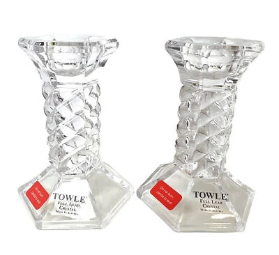 TOWLE Austriaco Plomo Cristal Rubí Candelabro Par Candelabro 3.5" Alto NUEVO Foto 1 de 2