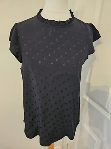 New Look High Neck Sleeveless Black Spotty Top - Size 8 - Picture 1 of 6