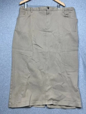 Falda Lápiz Vintage Años 90 Denim & CO Plus 26 Midi Utilidad Beige Algodón Neutro Foto 1 de 4