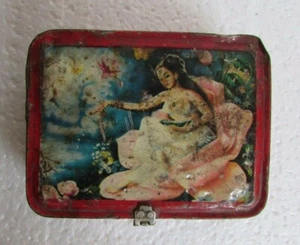 Vintage Old Tin Box , Indian Beautiful Woman Print Litho Tin Box - Picture 1 of 7