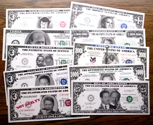 Politische Satire Notizen - 10 verschiedene Noten - meist Clinton/Bush Ära - Lot B - Bild 1 von 3