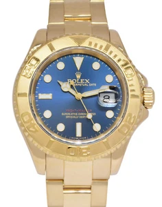 Rolex Yacht-Master 18k Yellow Gold Blue Dial Mens 40mm Watch P 16628 - Picture 1 of 11