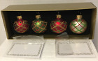 Christmas 4 Beautiful Ornaments Place Card Holders w/Cards 2" NEW