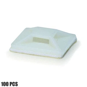 100 Pcs 25 x 25mm Self Adhesive Cable Wire Zip Tie Mount Clip Clamp Wall Holder - Picture 1 of 3