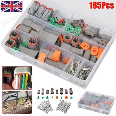 ISWEES 185Pcs For Deutsch DT Series Waterproof Wire Connector Kit Multiway 2/3/4/6 Pin