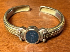 Elegant Vintage KIESELSTEIN CORD 18K Gold Intaglio Bloodstone Bangle Bracelet - Picture 1 of 10