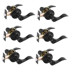 Right Left Handed Door Privacy Locksets Interior Door 6 Pack Black - Picture 1 of 7