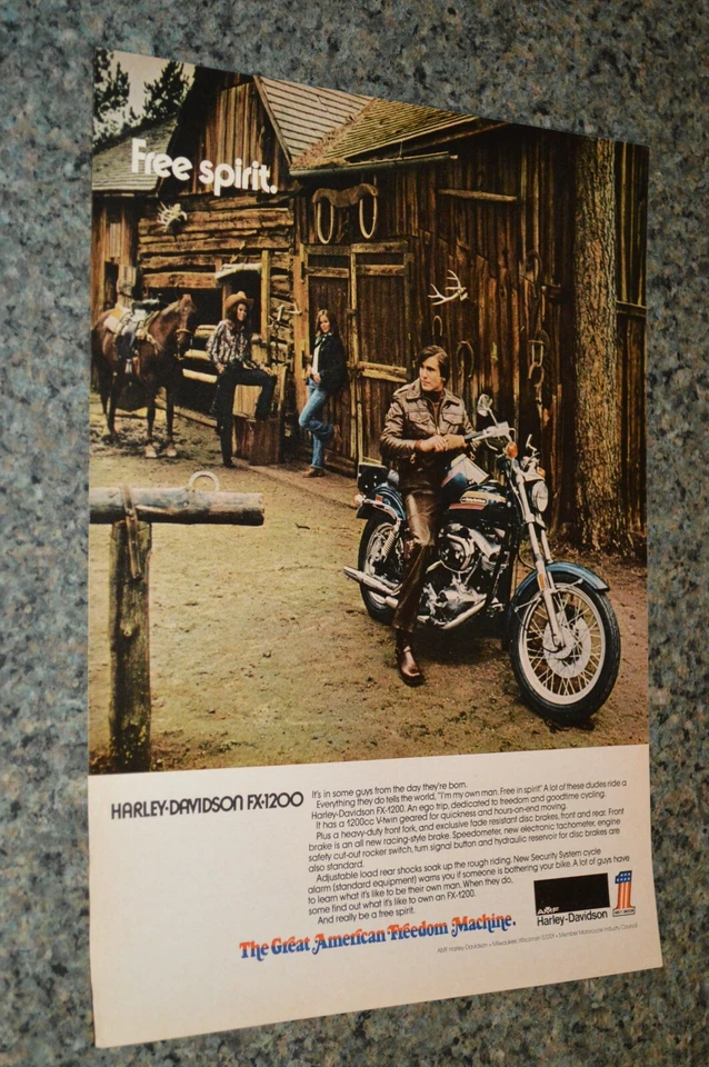 Harley Davidson FX-1200 1974 anuncio original impreso anuncio 74 FX1200 Foto 1 de 1