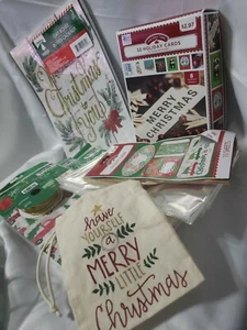  Lot 10 pc Christmas Gift Accessory boxes tissue paper ribbon basket gift bags - Picture 1 of 8