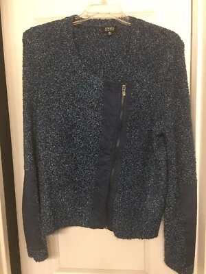 Suéter azul para dama con gamuza y cremallera en la parte delantera, talla XL, por Jones New York Foto 1 de 4