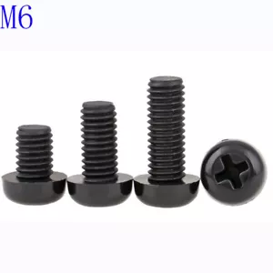 M6 x 1.0 6mm Black Nylon Pan Round Head Phillips Screws Plastic Machine Screws - Picture 1 of 4