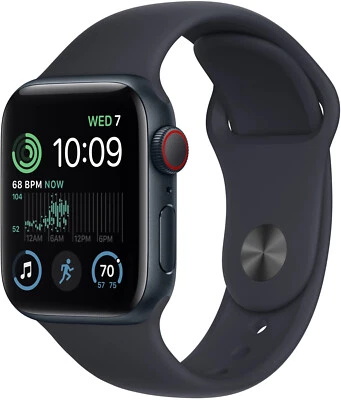 Apple Watch SE 2022 GPS+Cellular Alu 40mm,Black Silicon Band, A2725,NEU Sonstige - Bild 1 von 4