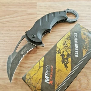 MTech Xtreme Assisted Folding Knife 3" Part Serrated Stainless Blade G10 Handle - Picture 1 of 12
