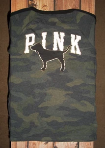 VICTORIA'S SECRET PINK GREEN CAMO TEE SHIRT TOP WOMENS SIZE MEDIUM - Picture 1 of 3