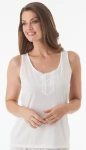 2X 100% Cotton Knit Lace Front Cami Top Women's Camisole / Tank Top by Velrose - Picture 1 of 3