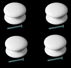 Packungen mit weißen Crackle Keramik Porzellan viktorianische Schublade Türgriffe + Schrauben - Bild 1 von 3