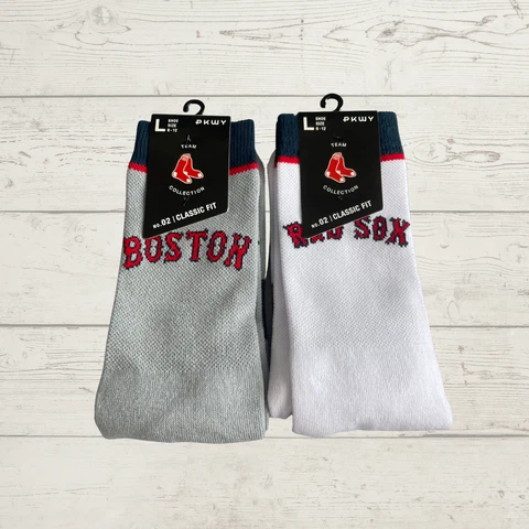 BOSTON RED SOX MEN'S SOCKS PKWY CREW CLASSIC LARGE SHOES SIZE 6-12 BUNDLE OF 2 Cover
