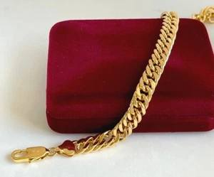 Luxus Armband Golden Panzerkette 999er Gelbgold 24K vergoldet 18cm Unisex - Bild 1 von 10