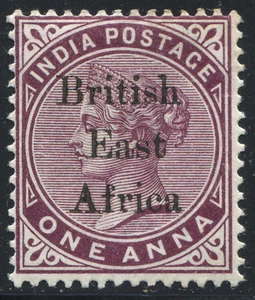 KUT British East Africa 1895 QV 1a plum SG 50 Mint Hinged MH Variety - Picture 1 of 2
