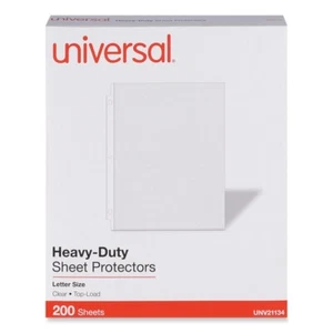 Universal 21134 Letter Size Top-Load Poly Sheet Protectors - Clear (200/PK) New - Picture 1 of 5
