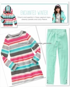NWT GYMBOREE 5 STRIPED KNIT DRESS AND LEGGINGS ENCHANTED WINTER SNOWFLAKE FUN - Picture 1 of 11
