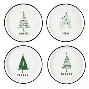Green Holiday Dish Trees Size Set of 4 Plates 0.5in H x 5.25in Dia Pack of 2 - Picture 1 of 4