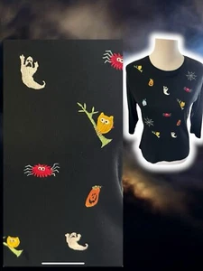 Top donna Onque manica lunga M Halloween ragno fantasma cottagecore nonna vintage - Foto 1 di 8