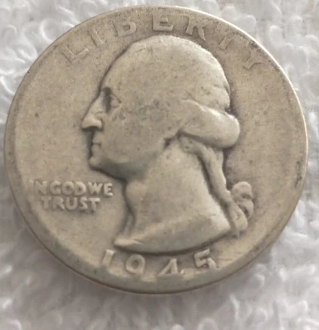 1945 WASHINGTON SILVER QUARTER; no mint mark #148 Cover