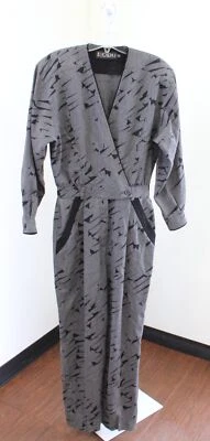 Mono De Colección Años 90 Escada Negro Gris Lana Talla 38 Geométrico Retro *DEFECTUOSO Foto 1 de 4