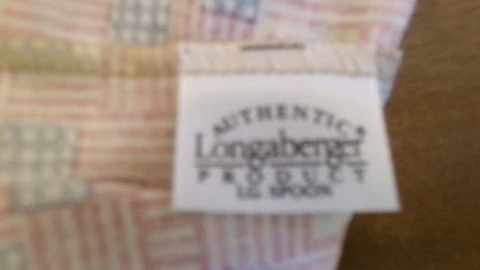 Longaberger 1982-2002 LARGE SPOON - MINI WASTE BASKET Liner Flag Fabric New Cover