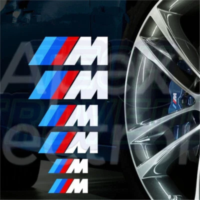 6X BMW Brake Caliper Decals M Sport Emblem Sticker White Color - Bild 1 von 4
