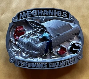MECHANICS PERFORMANCE GUARANTEED BELT BUCKLE NEW APPROXIMATELY 3" X 2 1/4" - Picture 1 of 2