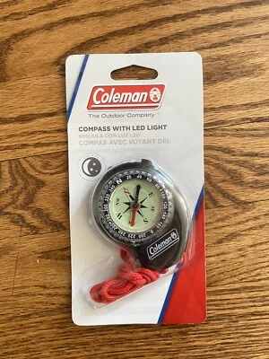 Компас Coleman со светодиодной подсветкой, красный шнурок, походы, кемпинг БЕСПЛАТНАЯ ДОСТАВКА - Изображение 1 из 2