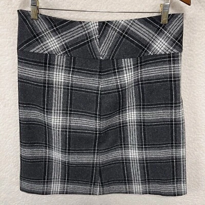 Falda Jacob Mezcla Lana Mujer’s 9/10 Gris Forrada a Cuadros Monocromática Academia Foto 1 de 4