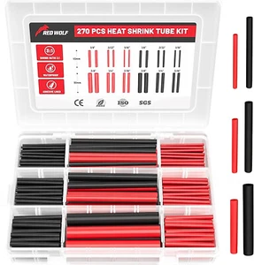 Tubo termorretráctil 270 piezas rojo y negro relación 3:1 adhesivo forrado para cable de alambre - Imagen 1 de 8