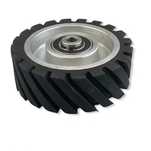 6" Serrated Polyurethane Rubber Contact Wheel With 5/8 inch bore - Picture 1 of 5