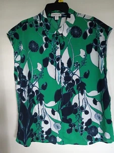 Coldwater Creek Women Top Sleeveless Shirt Blouse Button Front Floral 14 Large - Picture 1 of 3