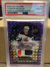 2020-21 Upper Deck ALLURE CONNOR McDAVID PURPLE DIAMOND Patch Autograph PSA 10